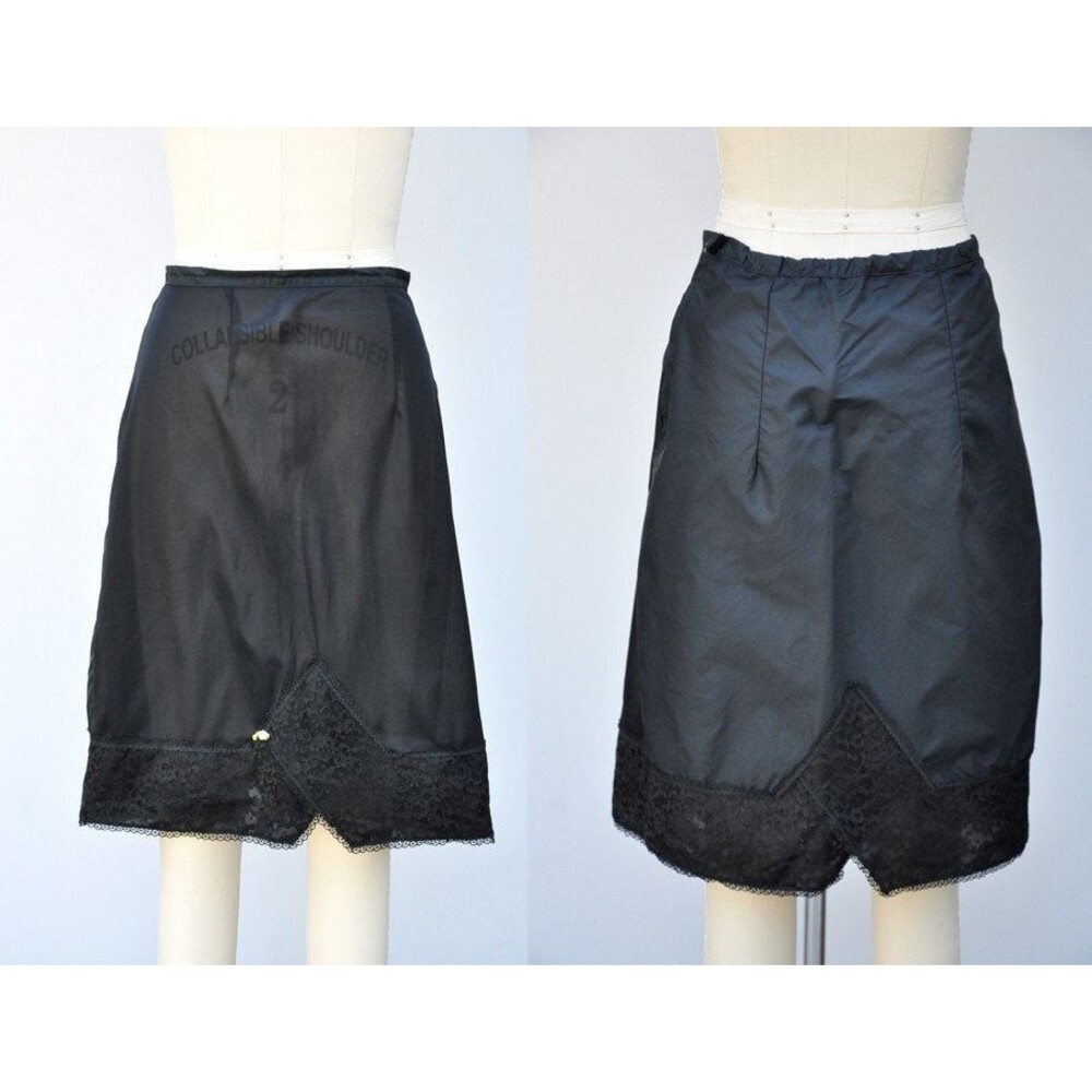 50s Floral LACE Half Slip - Black Slip - Under Skirt - Mid Century 50s 60s  XS S